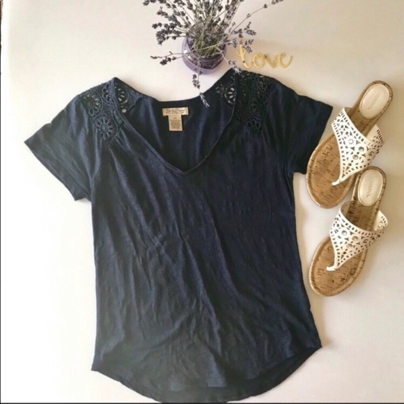 Lucky Brand Knitwear Navy Blue Crocheted Top - Picture 5 of 8